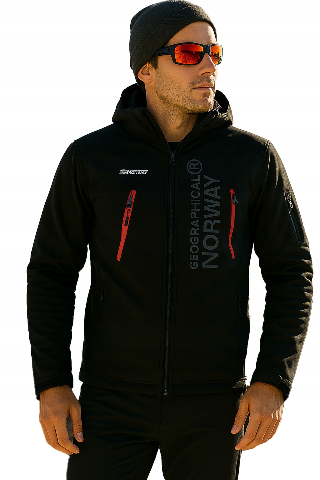 Pánská softshellová bunda Geo Norway sportovní, voděodolná s kapucí do hor