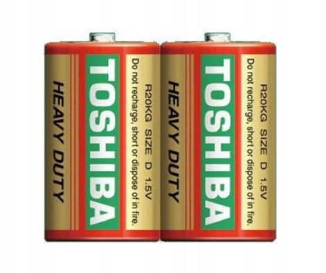 2 sztuki Bateria cynkowo-węglowa Toshiba D (R20)