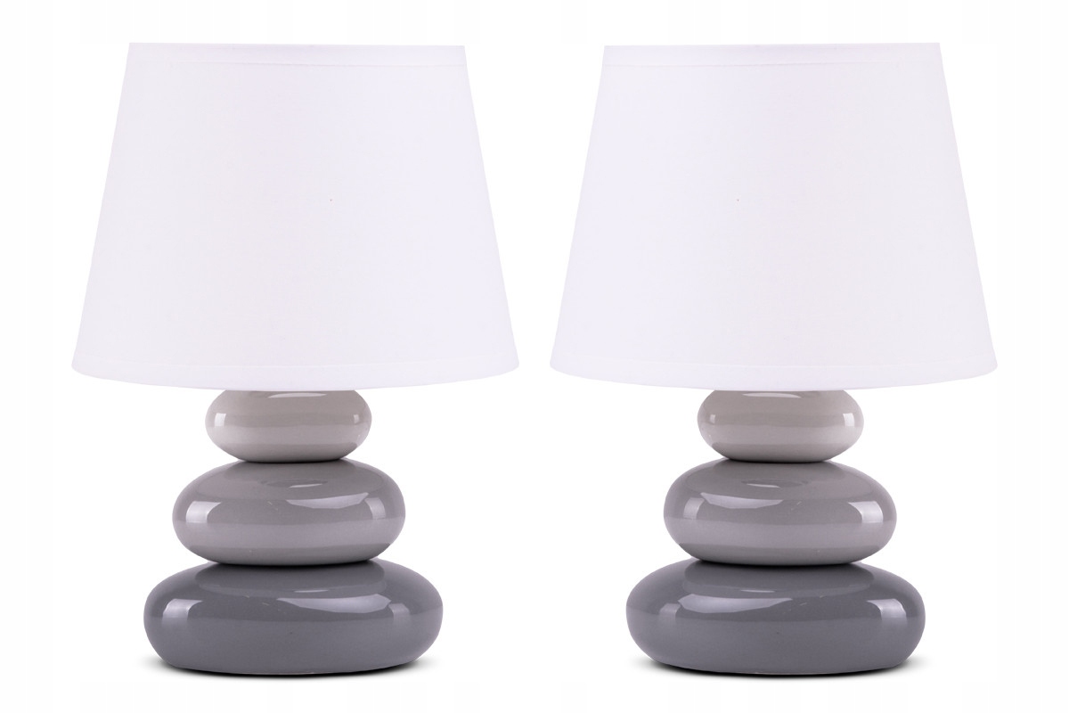 

2x Lampka Nocna Biurkowa Stołowa Kamyczki Szara