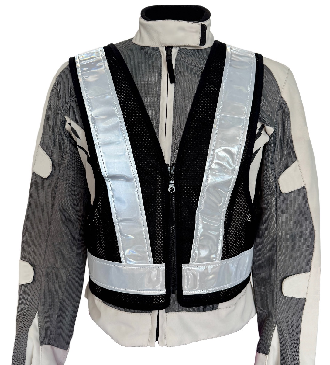 Srebrna kamizelka odblaskowa Neon Pink Riders