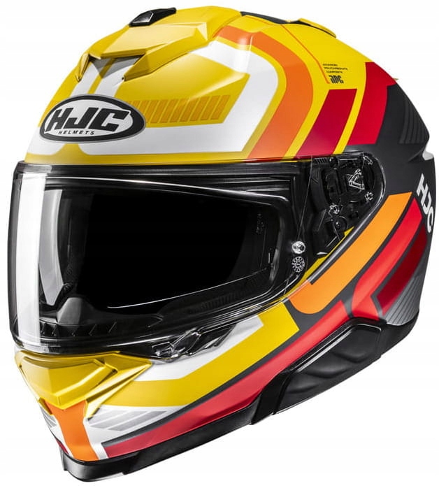 Hjc I71 Viz Yellow Červená Motocyklová Prilba Integrálna Žltá Červená