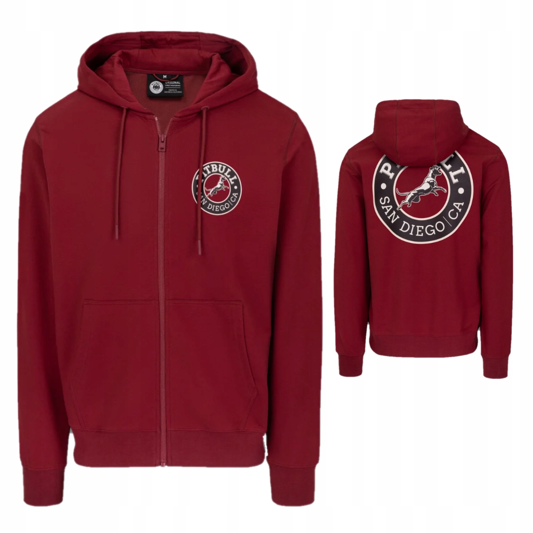 Pitbull West Coast Pánská Mikina S Kapucí San Diego Ca Bordó XL