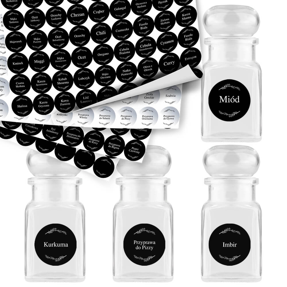 

20X Słoik na przyprawy 150ML 252 naklejki