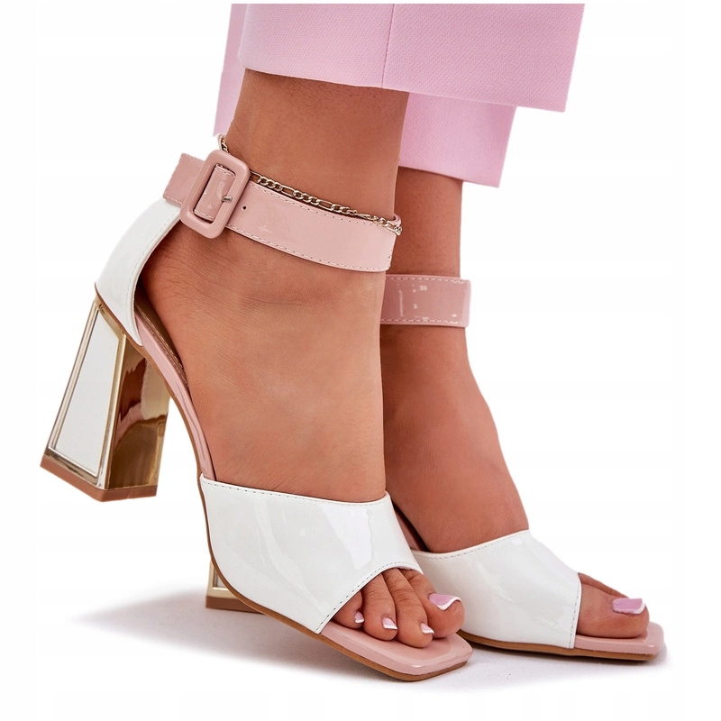 Dámské Lakované Sandály Eko Kůže Sloupek Vinceza 20266 Bílé 36