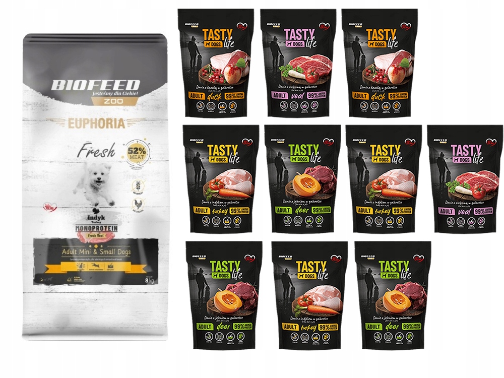 Biofeed Euphoria Fresh Adult mini Indyk 8KG 10x 150g saszetki