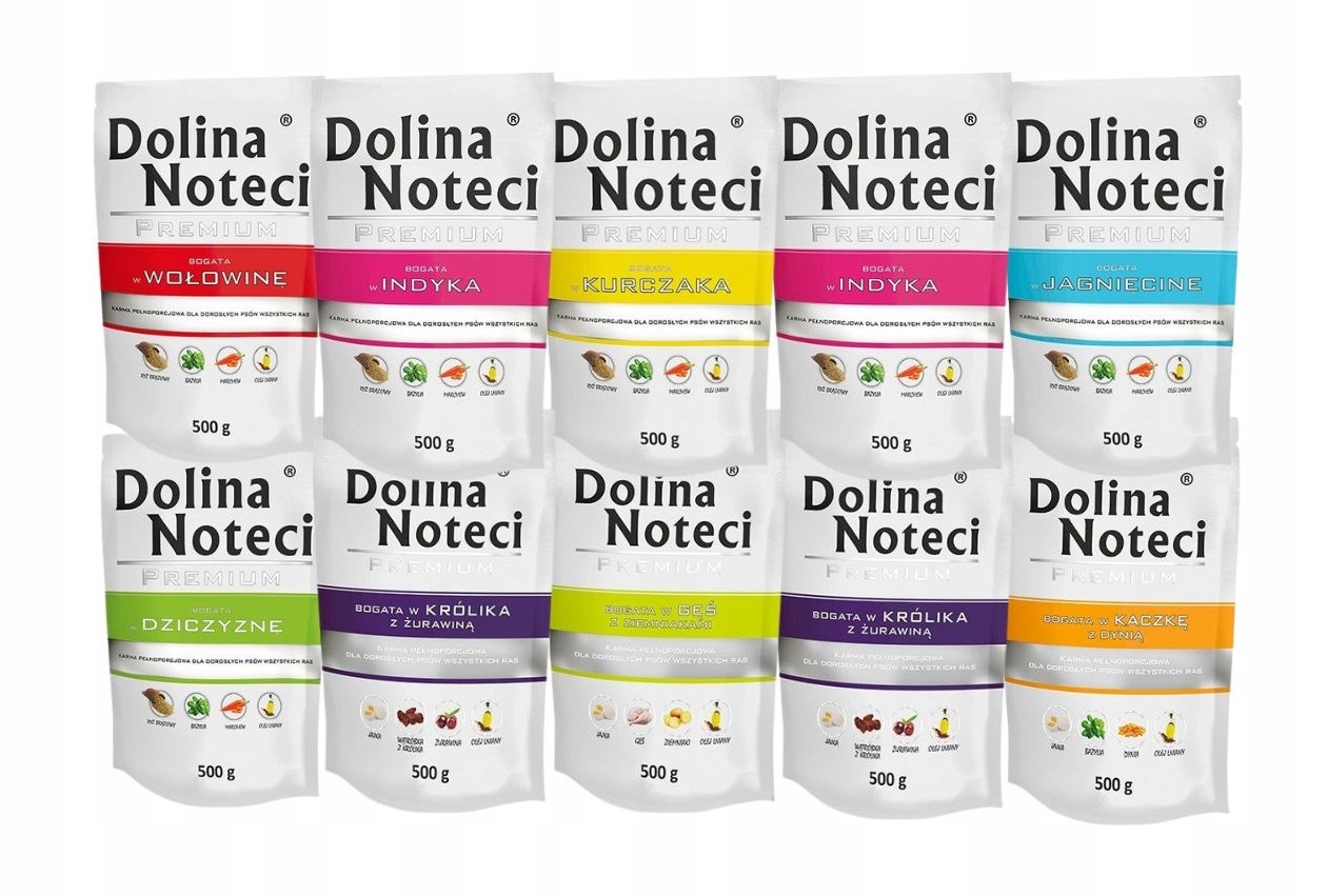 Levně Dolina Noteci Prémiové Vlhké krmivo mix chutí 10x500g Bez Ryb