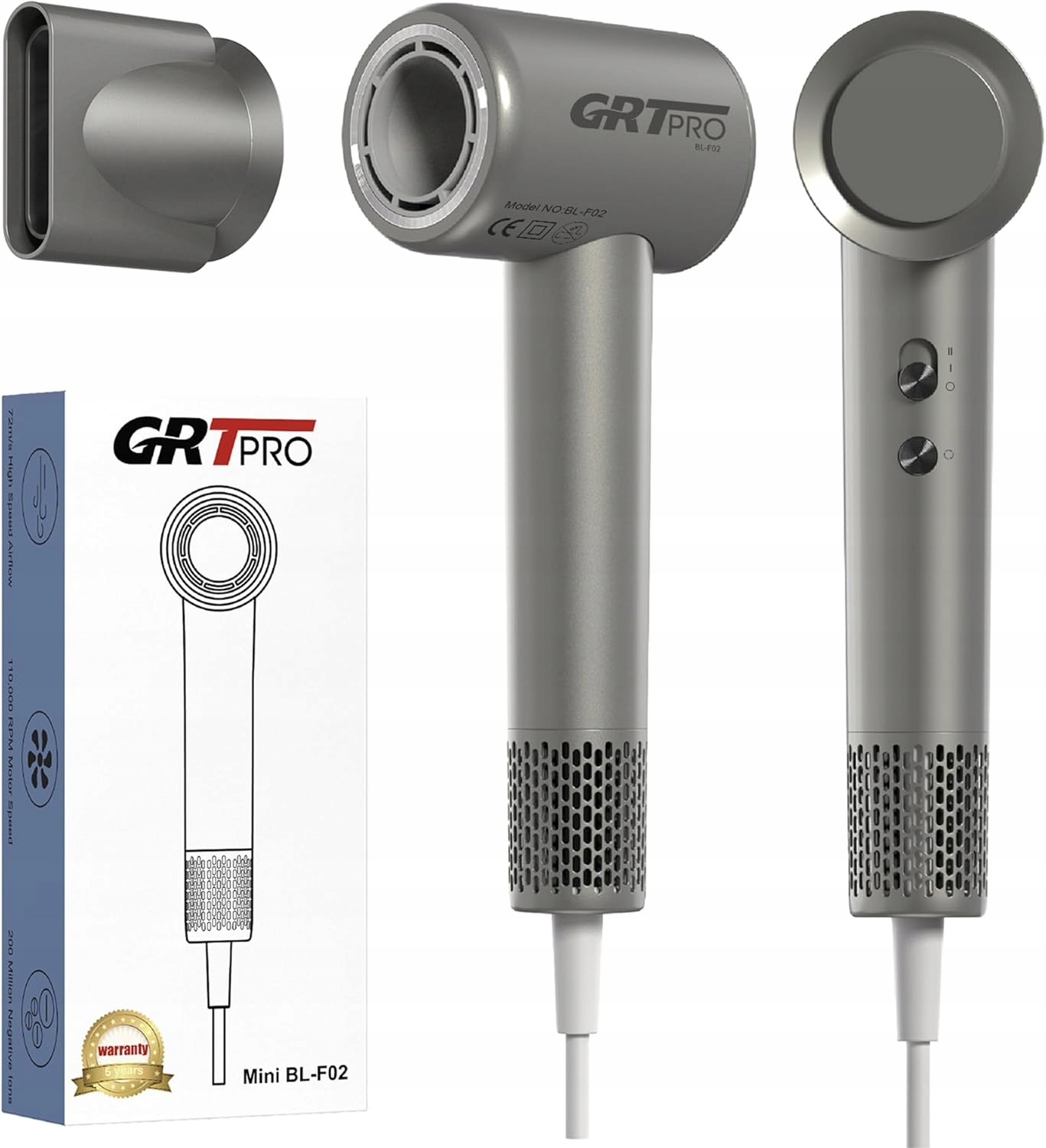 Suszarka do włosów Grt Pro BL-F02 z dwuwarstwowym dyfuzorem