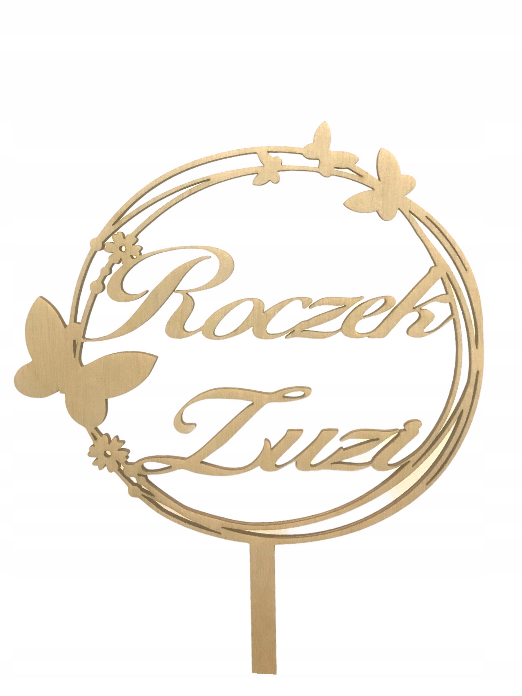 TOPPER NA TORT ROCZEK MOTYLEK DOWOLNE IMIE SKLEJKA KOLOR DREWNIANY Marka Kapart