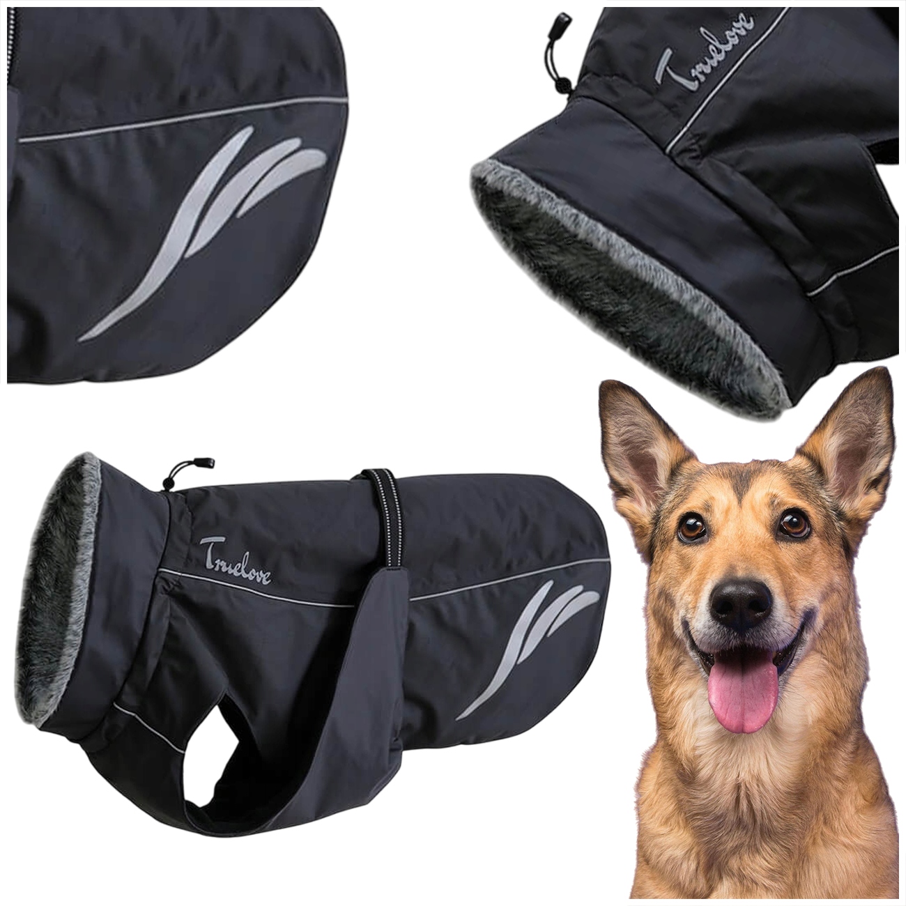 Levně Zimní Zateplená Bunda Pro Psa Truelove Comfort Plus Černá XXL 45 cm