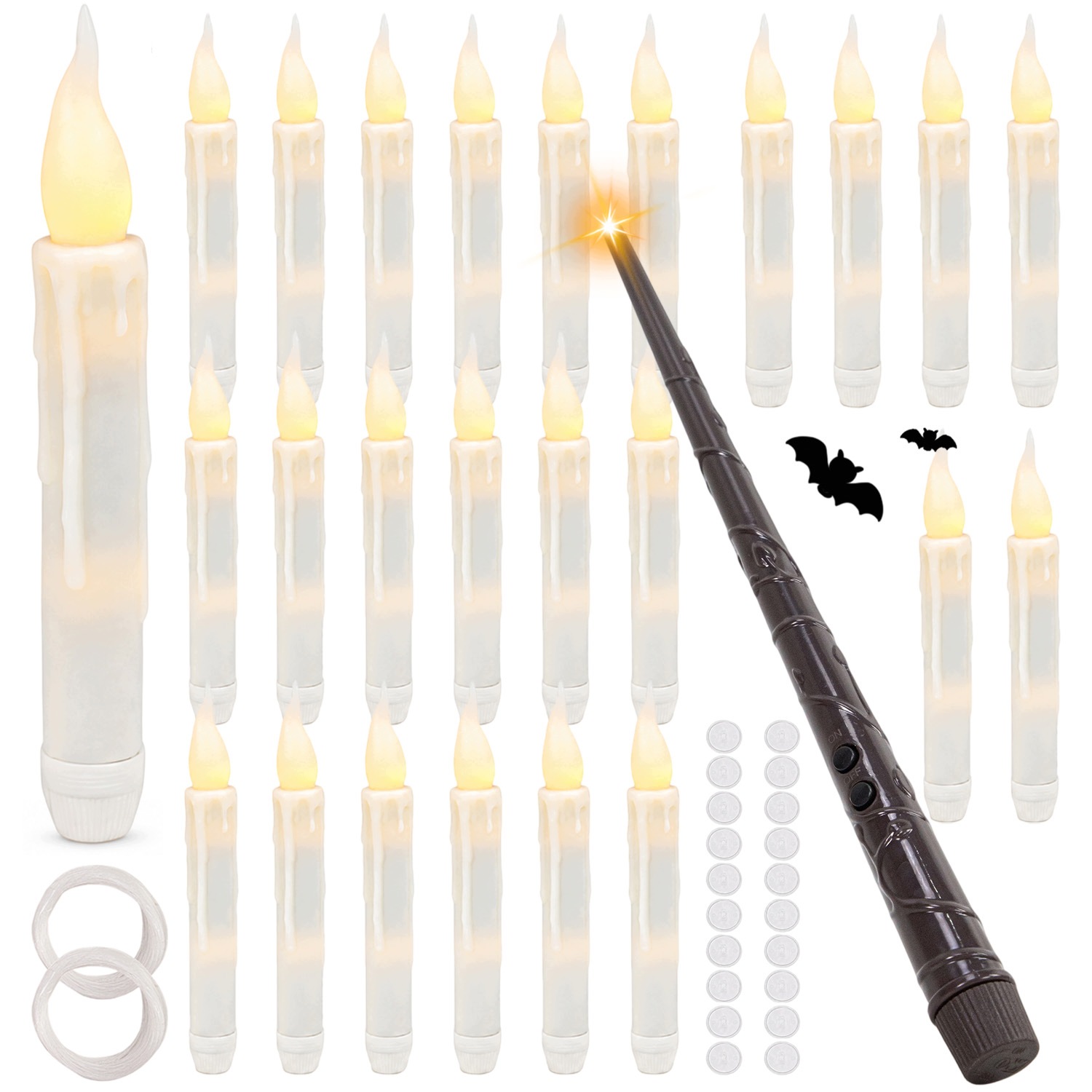24 X Led Svíčka Ozdobná Svíčka S Magickou Hůlkou, Pilotní Halloweenská Párty