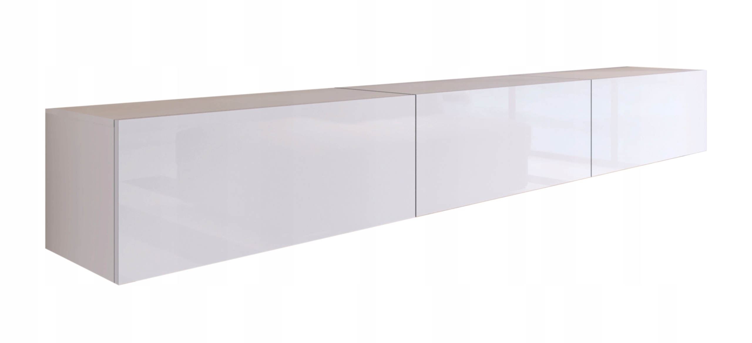 Moderní Rtv skříňka Bílá Přední strana Vysoký lesk 270 cm Premium