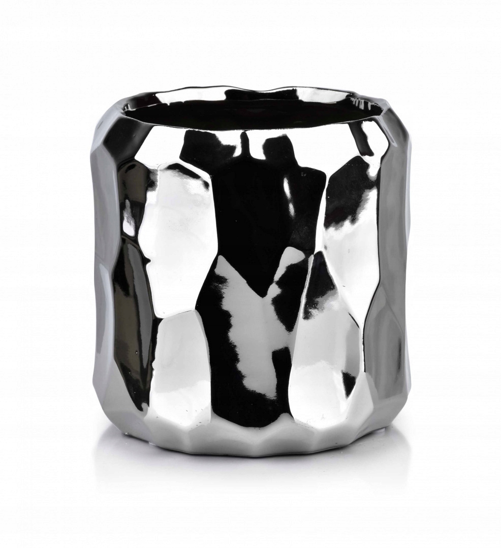 

Doniczka osłonka na prezent srebrna ceramika