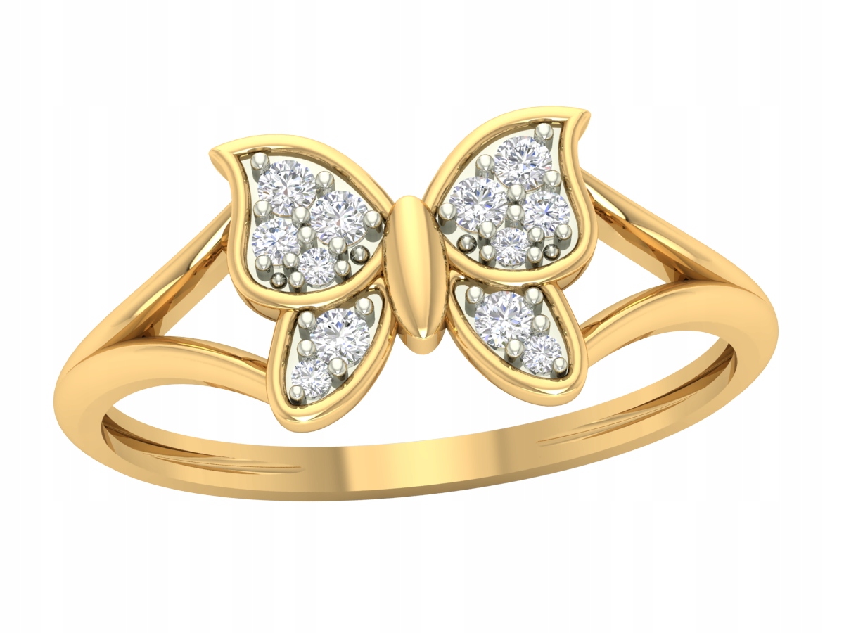 Zlatý Ozdobný Prstýnek Motýl 585
