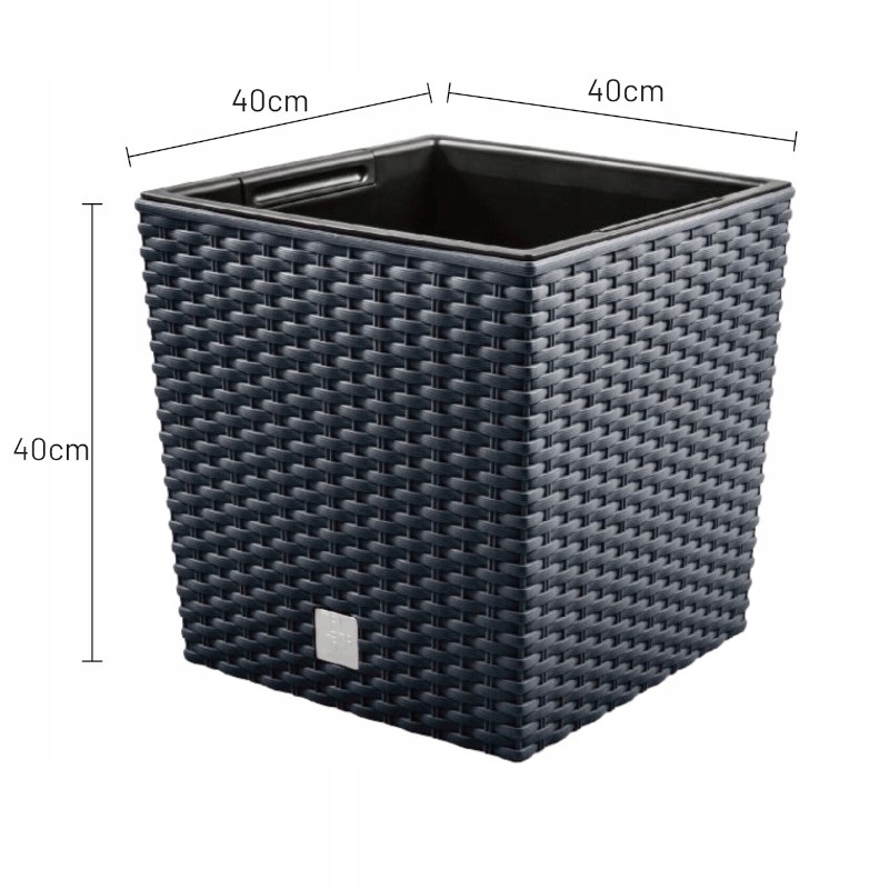 Donica 40x40x40 cm antracyt wkładka Duża doniczka ogrodowa balkon taras