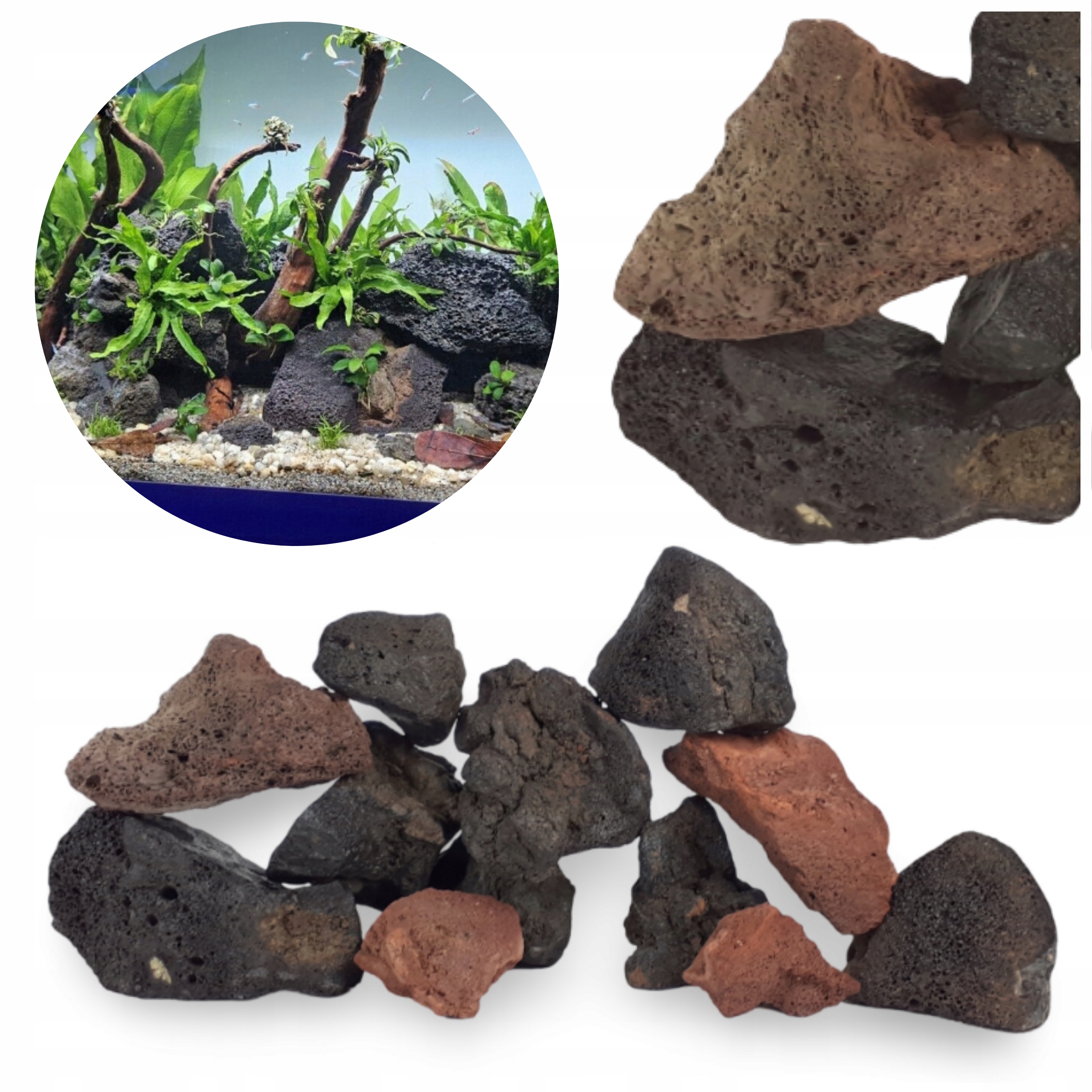 Levně Skála Do Akvária Kámen Vulkanická Láva MIX Barev Aranžování 10KG II Gat