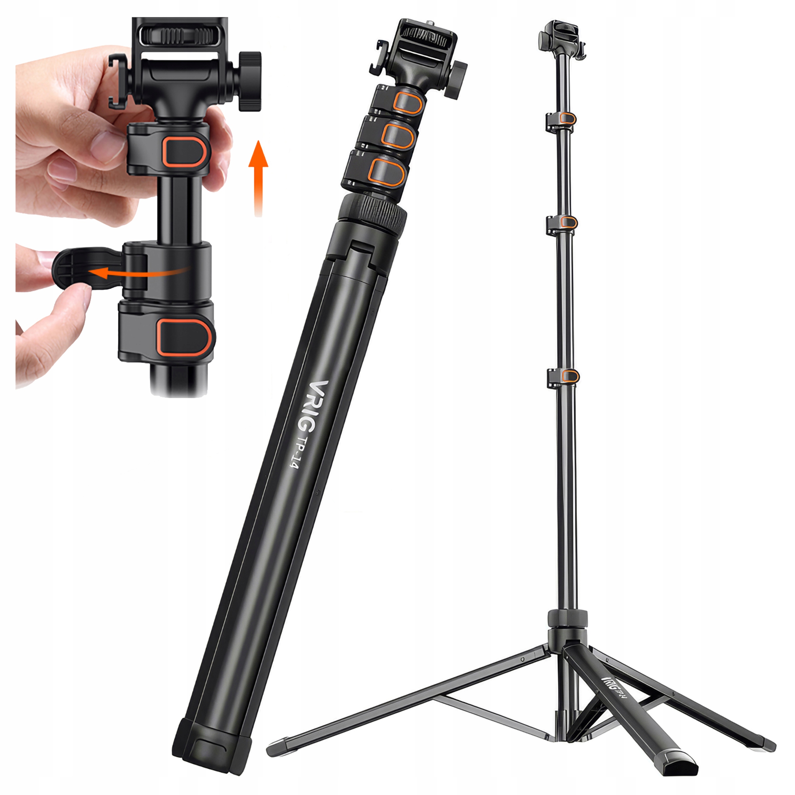 Stativ pro chytrý telefon 161 cm Vrig TP-14 1/4 palce studená patka