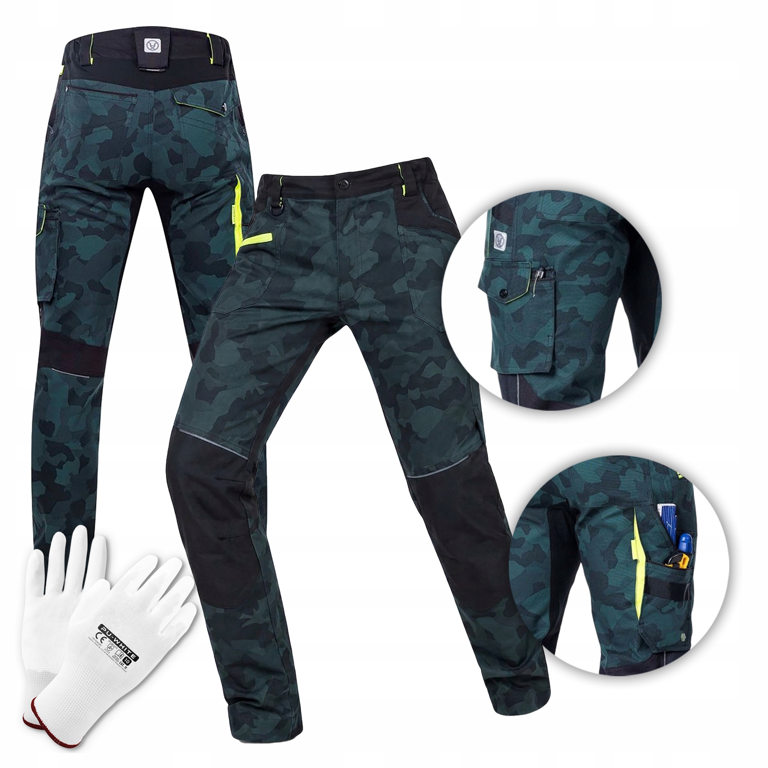 Pánské pracovní kalhoty do pasu Stretch Elastické Ardon Creatron Maskáčový Camo