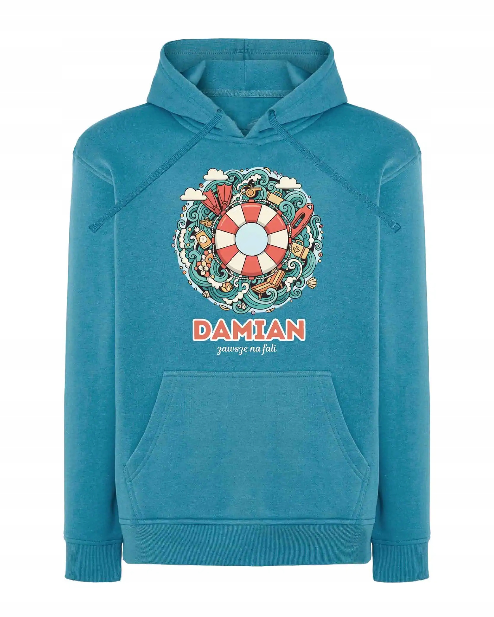 Mikina s kapucí Záchranář Personalizovaná Ilustrační Modrá M