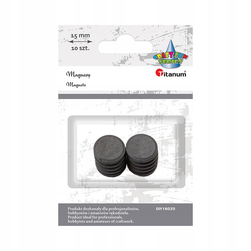 Magnesy okrągłe płaskie średnica 15mm 10 CRAFT-FUN Materiał metal