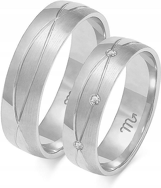 Bílé zlaté snubní prsteny pro pár 585 velikost 35 36 37 svatební kolekce gravírování