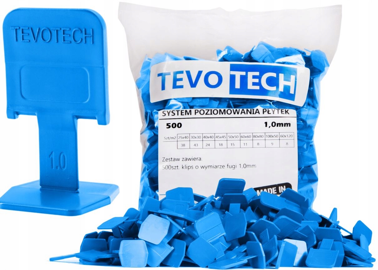 Systém Vyrovnávání Dlaždic Vyrovnávací Klipy 2000ks 1mm Tevotech