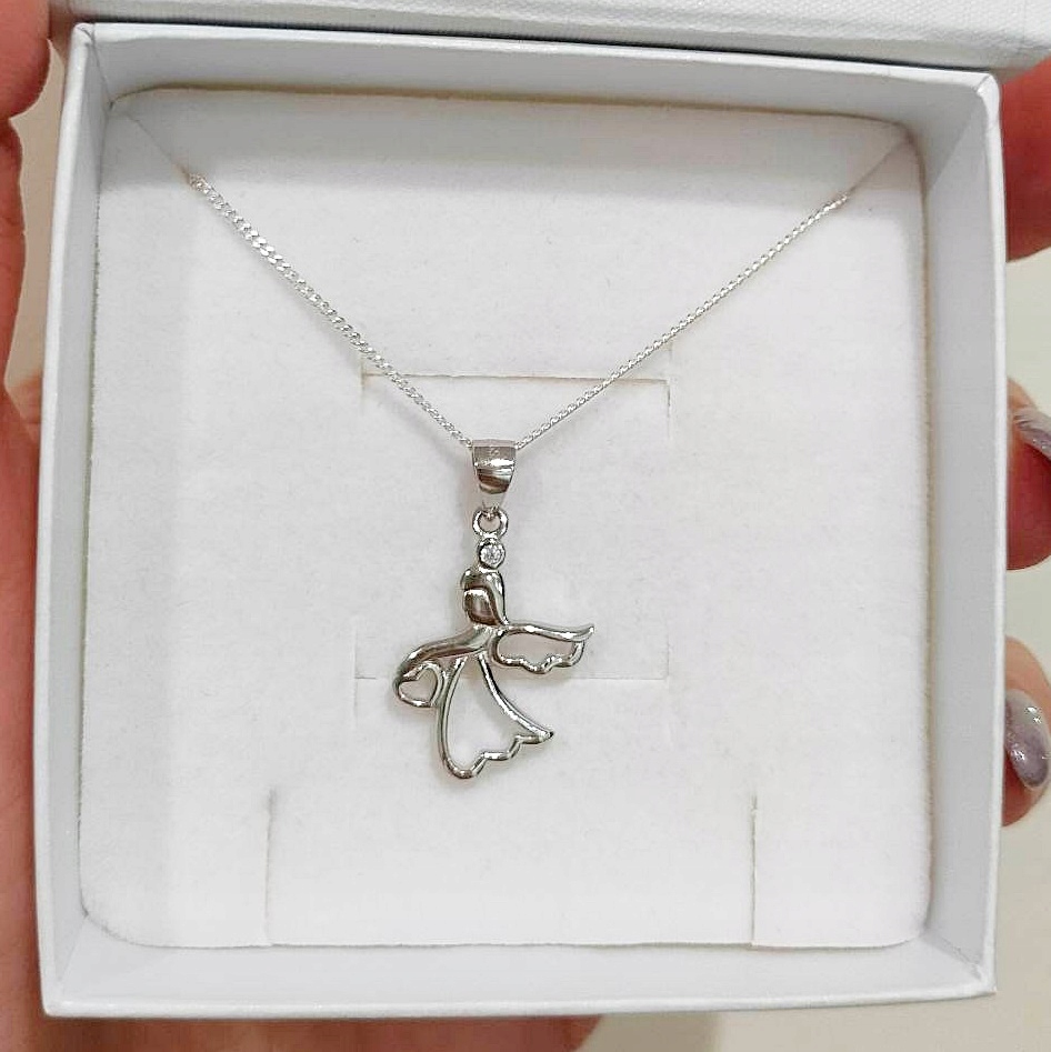 SREBRNY NASZYJNIK ANIOŁEK I KOMUNIA ŚW GRAWER Marka EArkadia