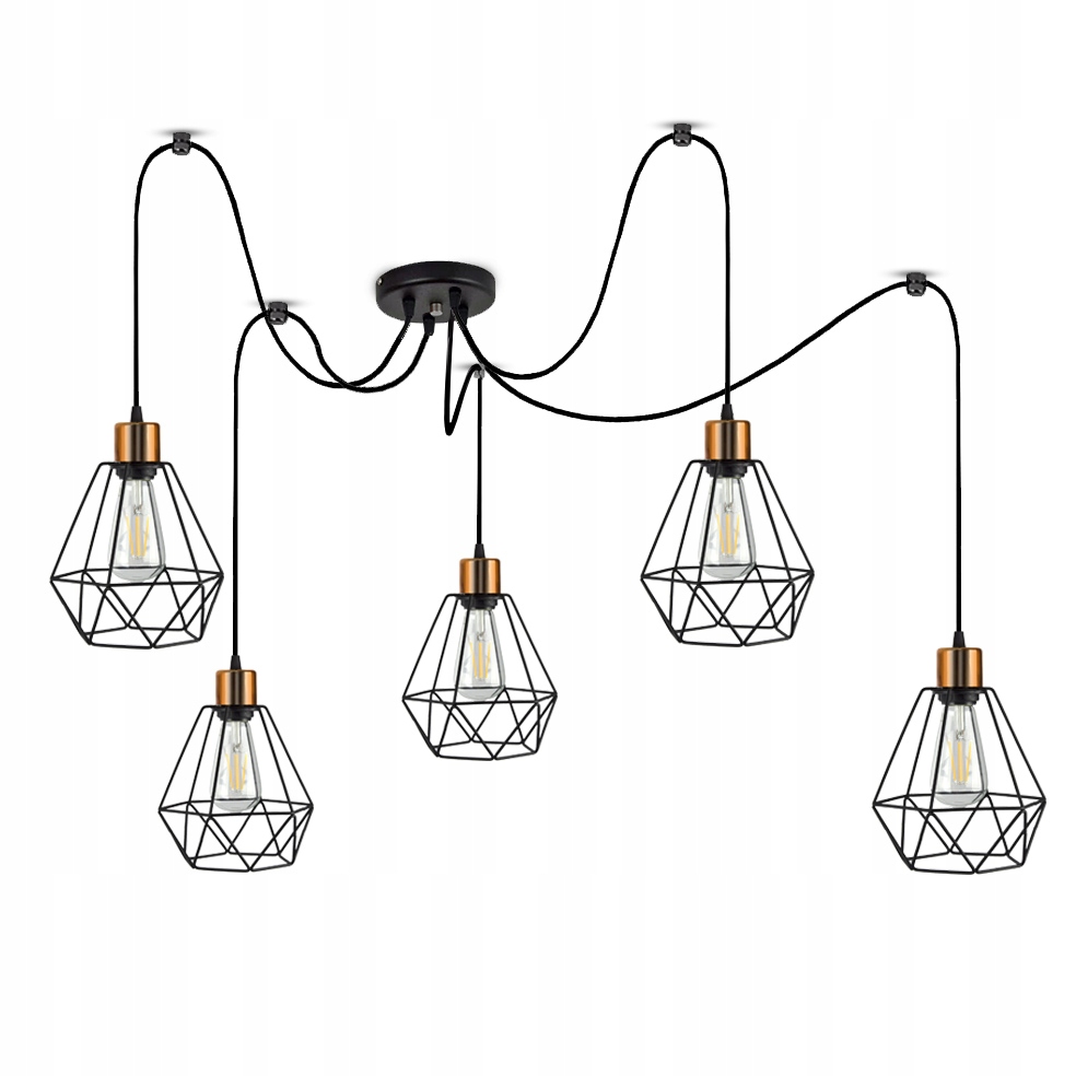 Závesná lampa Luster Pavúk Diamant Meď Led