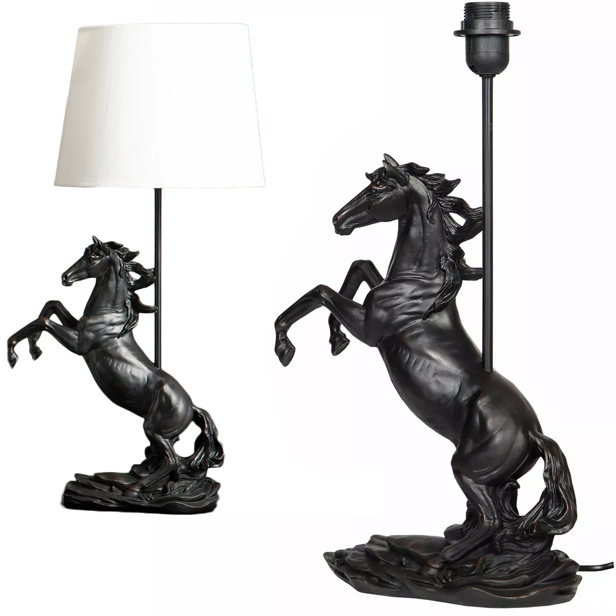 Stolová Nočná Lampa Kôň E27 50 cm S Koňom Čierna Ozdoba Do Domácnosti