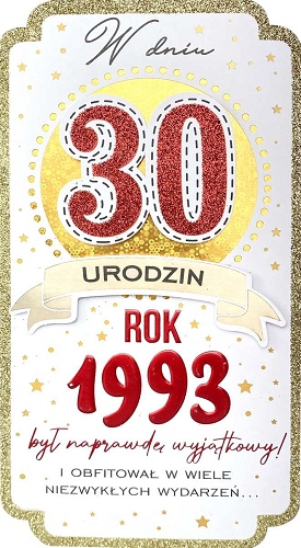 

Na 30 urodziny Kartka dla urodzonych w 1993r PM281