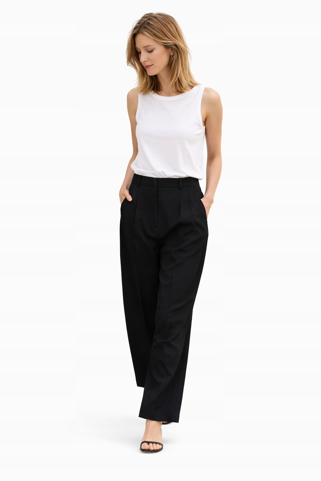 Day Černé Elegantní Kalhoty Jednoduché Vysoký Pas 42 I1K