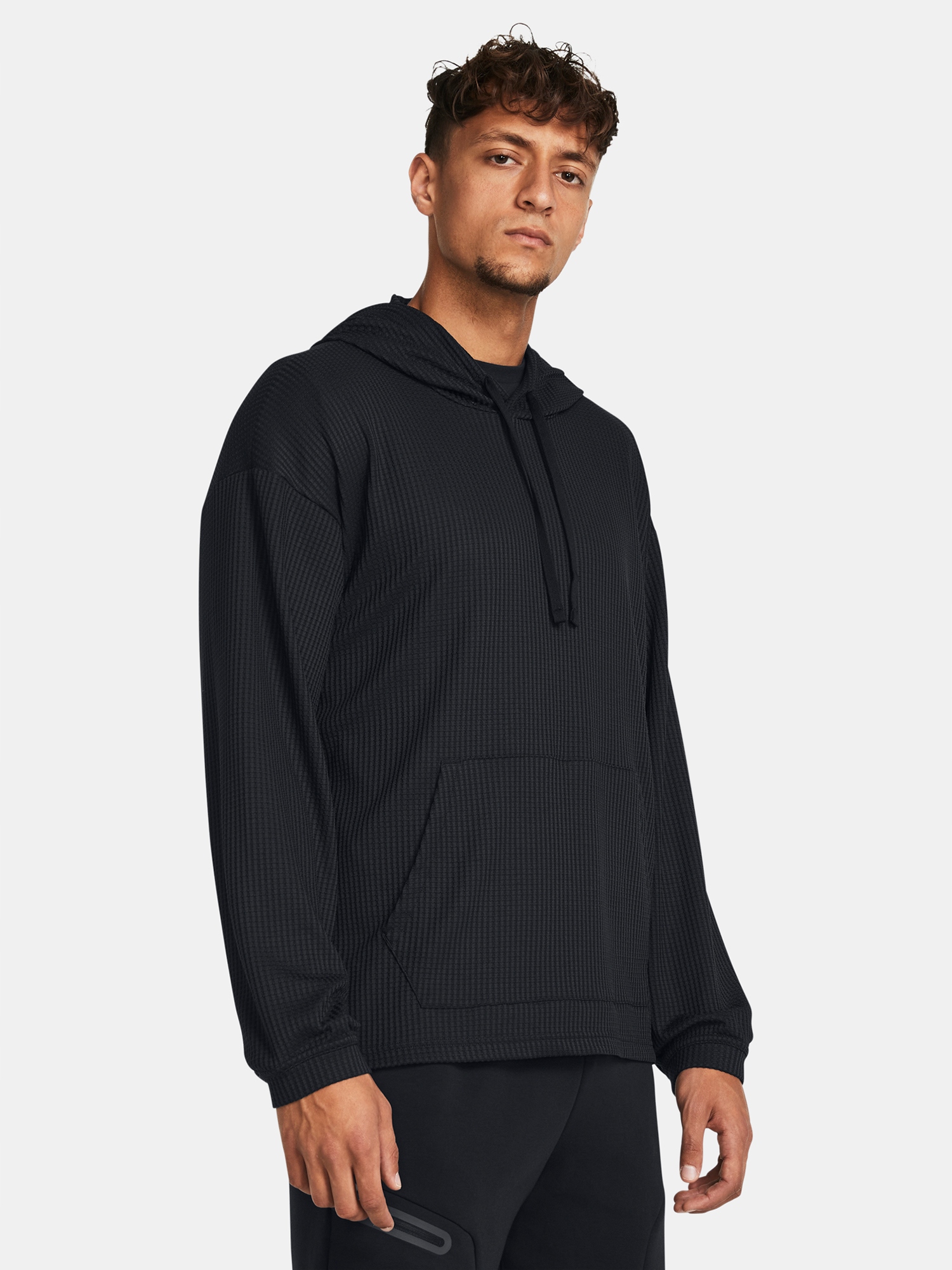 Under Armour Pánská mikina Under Armour Ua Rival Waffle Hoodie-BLK