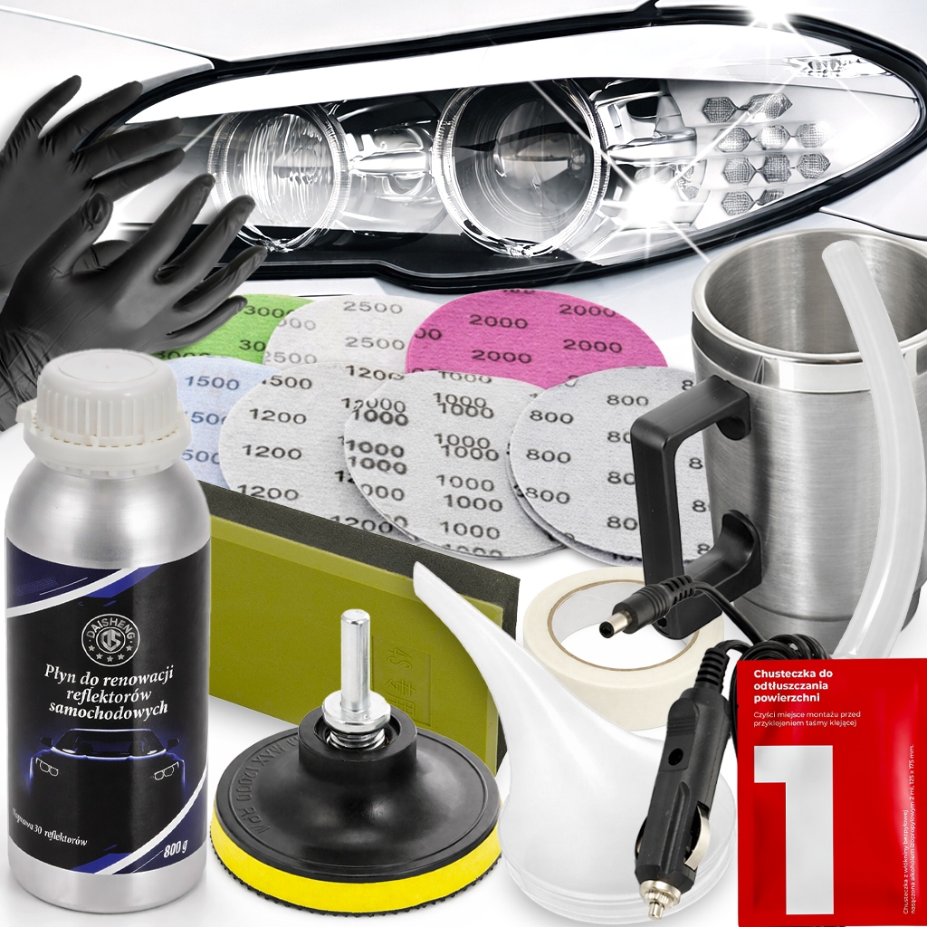 Czajniczek Zestaw Do Renowacji Reflektorów Lamp Samochodowych Odtłuszczacz
