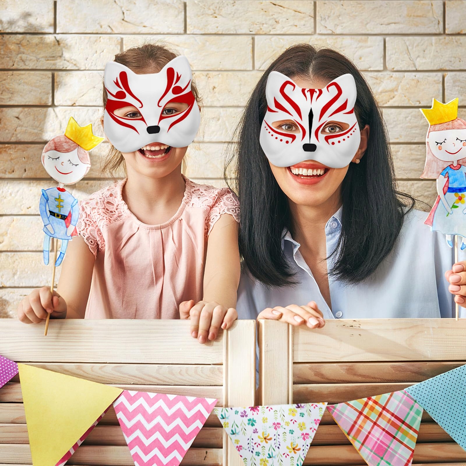 10× Maska na twarz dla kota Therian Halloween Maska Kota do malowania DIY Materiał papier