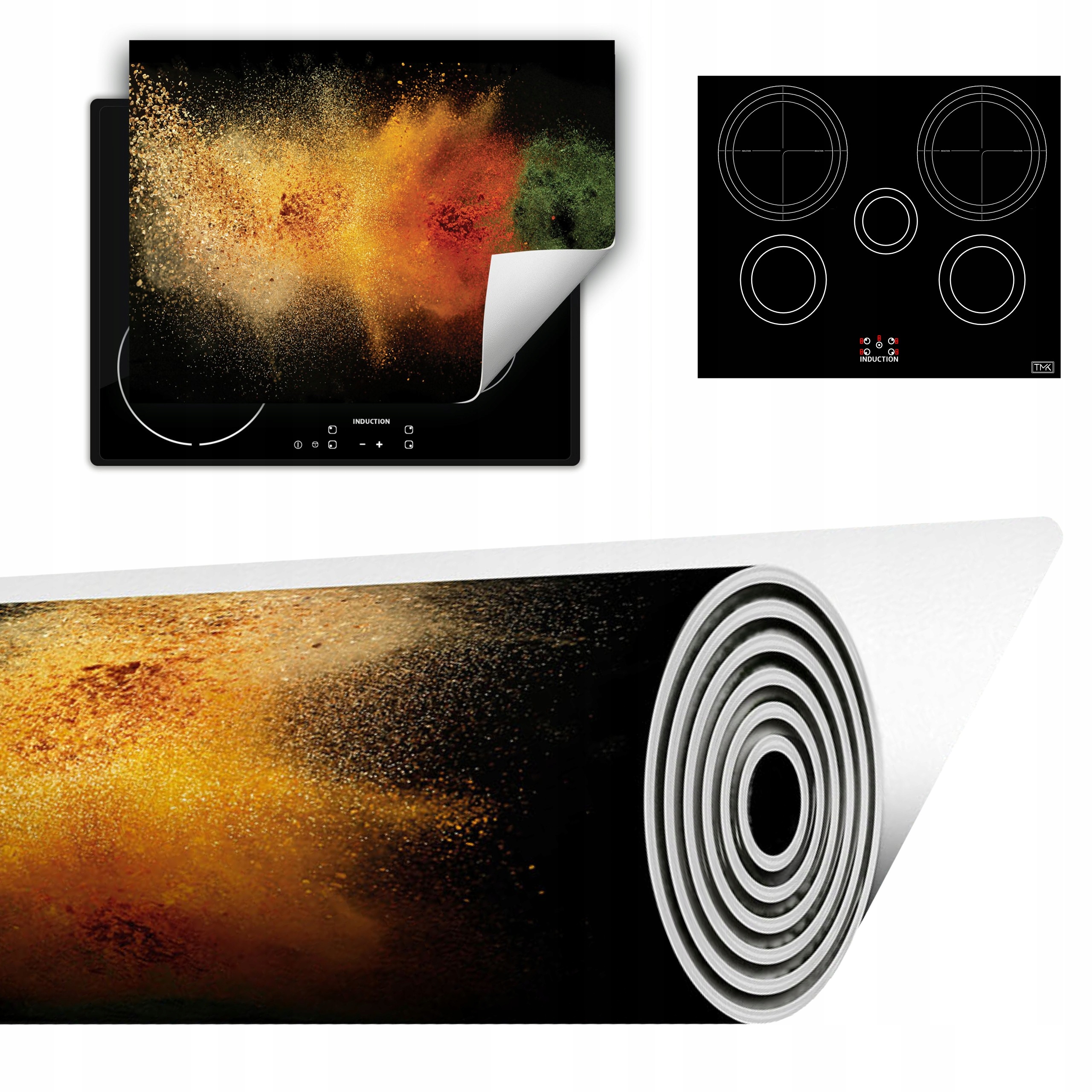 Vinylová Podložka Do Kuchyně Více Místa 70x52 černá barevná koření