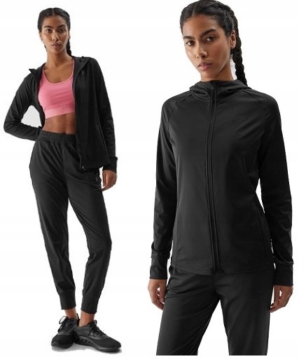 4F Damska Bluza Ocieplana Treningowa Szybkoschnąca z Kapturem TFSWF406 > M