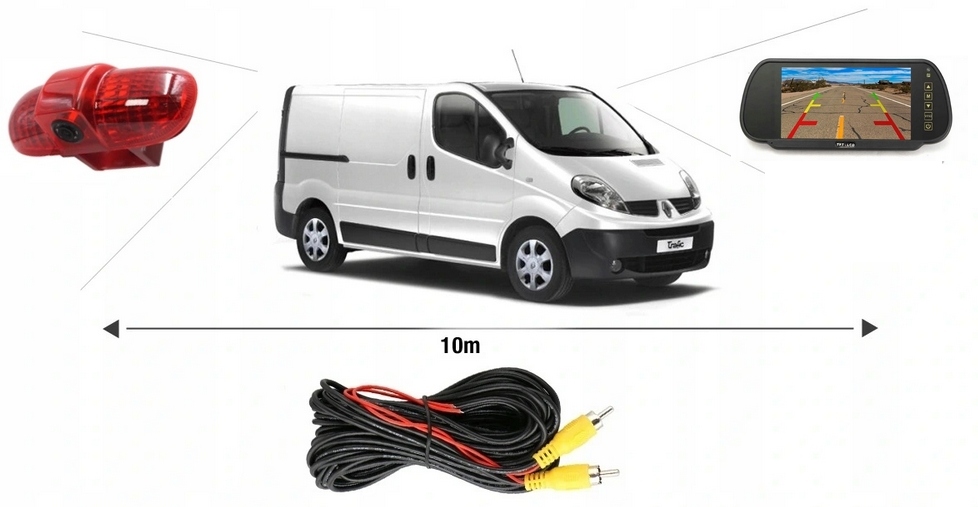 ZESTAW COFANIA ŚWIATŁO STOP Z KAMERĄ + MONITOR 7' TRAFIC VIVARO COMBO Marka JS