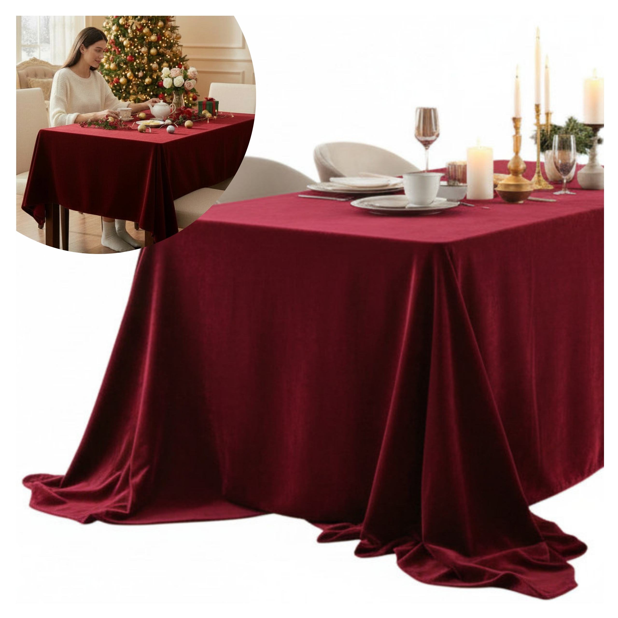 Ubrus Velvet Bordo 140x300 Elegantní Vánoční Glamour Na Vánoční Stůl