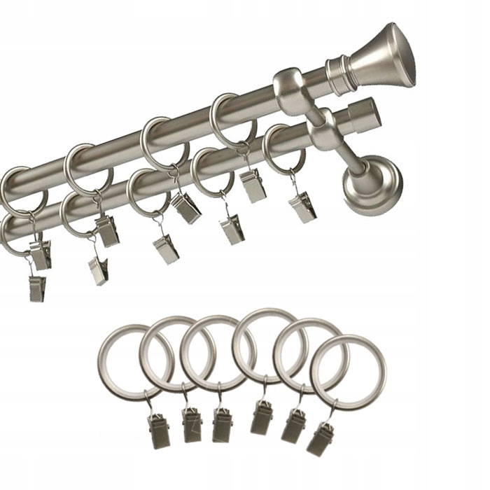 

Karnisz 16+16 mm na firany zasłony kolor chrom mat