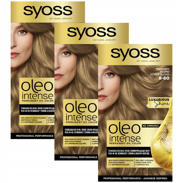 

Syoss Oleo Farba do Włosów 8-60 Miodowy Blond x3