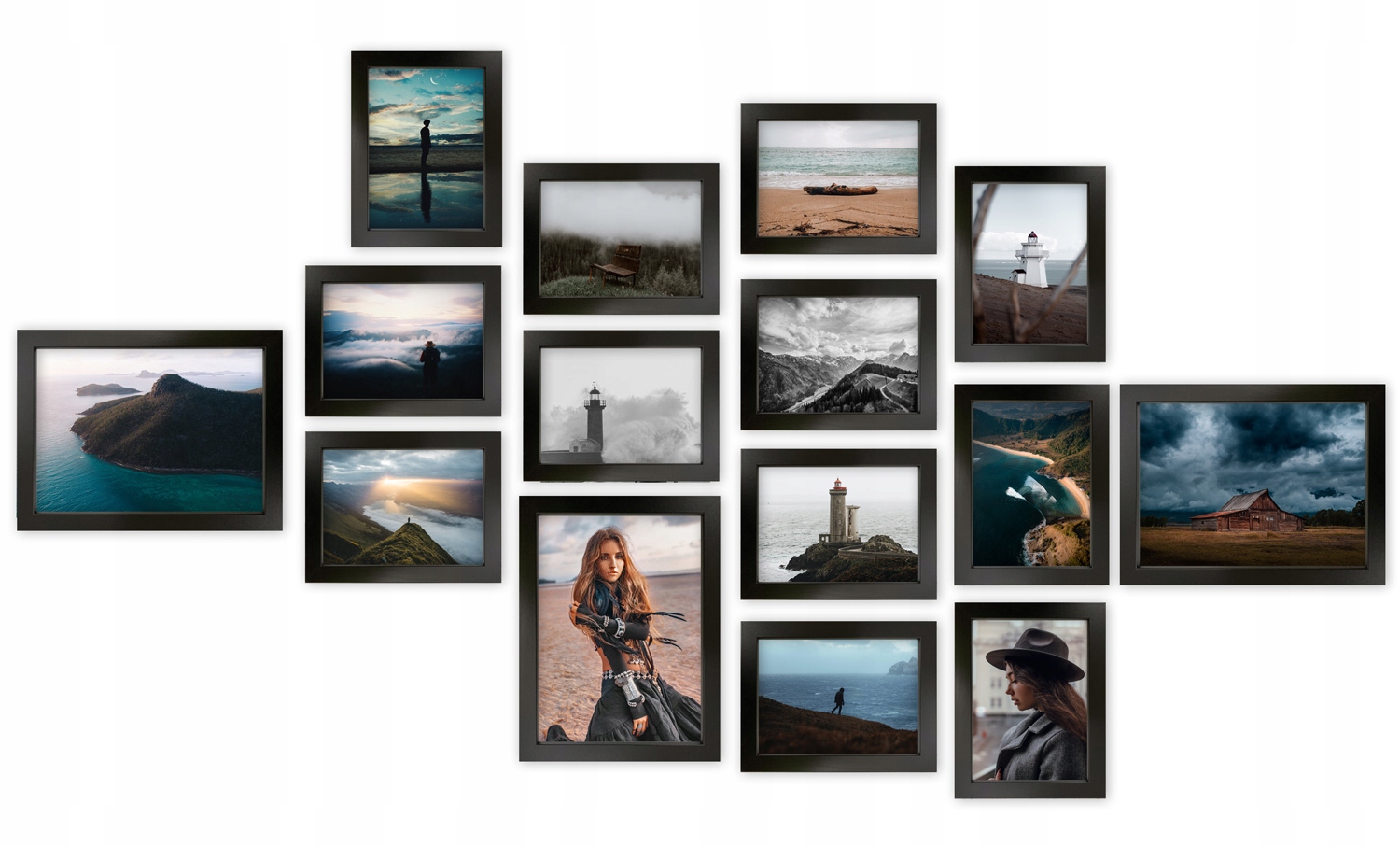 Multirám Oslo, sada rámečků na fotografie, černá