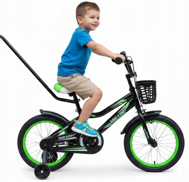 Rower dziecięcy Mexller Bmx 16 cali Rowerek Zielony dla Chłopca Prowadnik