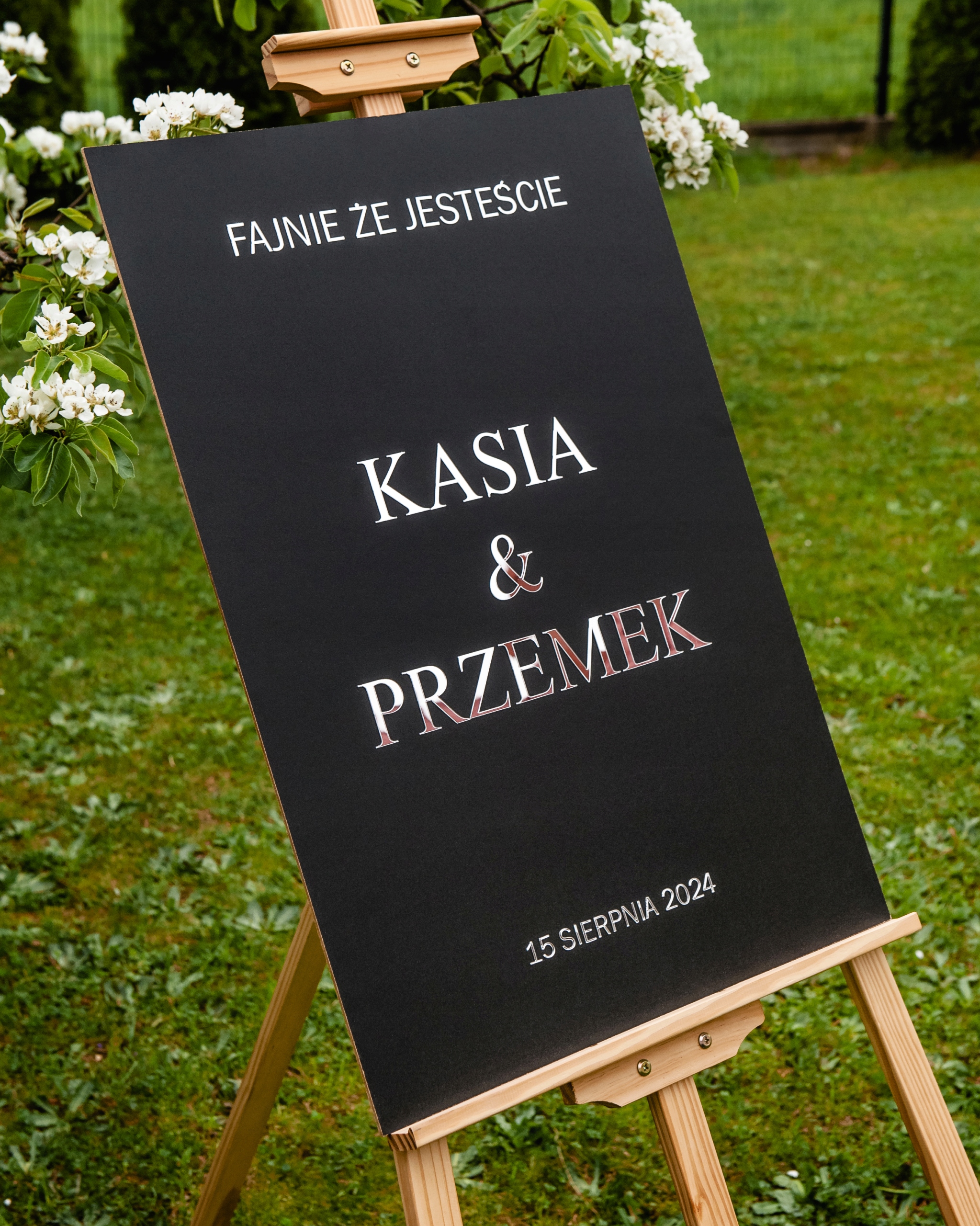 Tablica powitalna wesele ślub dekoracja prostokąt czarny TABŚ-8S Marka Dekor Laser