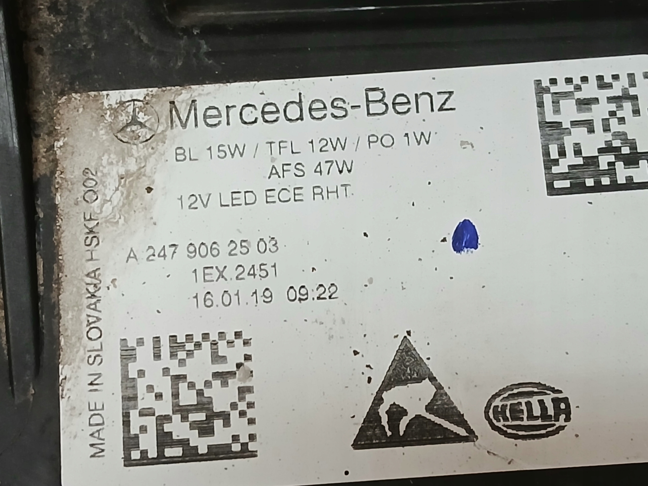 light front left MERCEDES B KLASA W247 FULL LED HP A2479062503