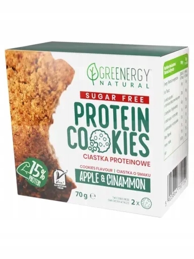 Levně 6 x Greenergy Proteinové sušenky Sugar Free Apple&cinnamon Greenergy-70 g