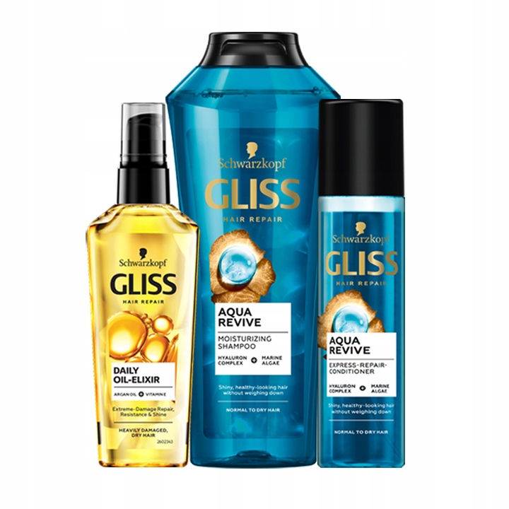 Gliss Aqua Revive szampon + odżywka + eliksir