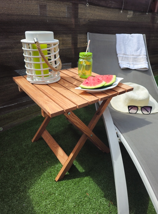 DREWNIANY STÓŁ STOLIK OGRODOWY BALKONOWY TARASOWY NA PATIO 46X46 Wysokość mebla 45 cm