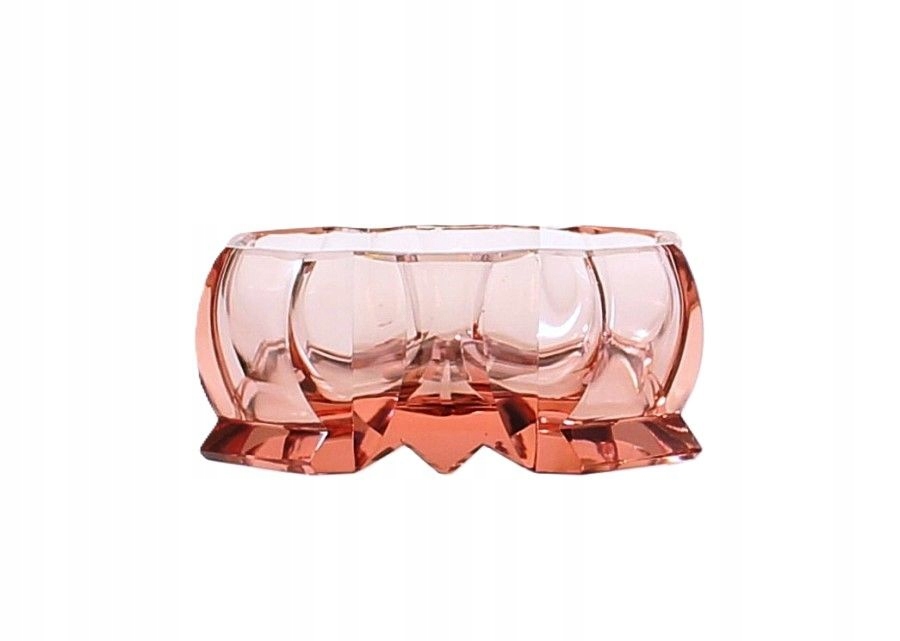 RÓŻOWY POJEMNIK SZKŁO ART DECO CZECHY ZESTAW TOALETOWY