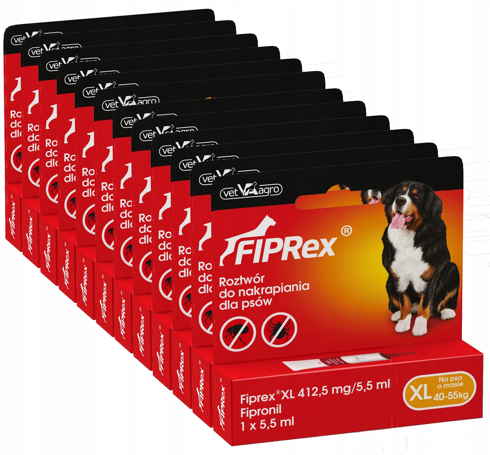 Fiprex Krople b.duże psy XL 40-55kg Zestaw 12 m-cy