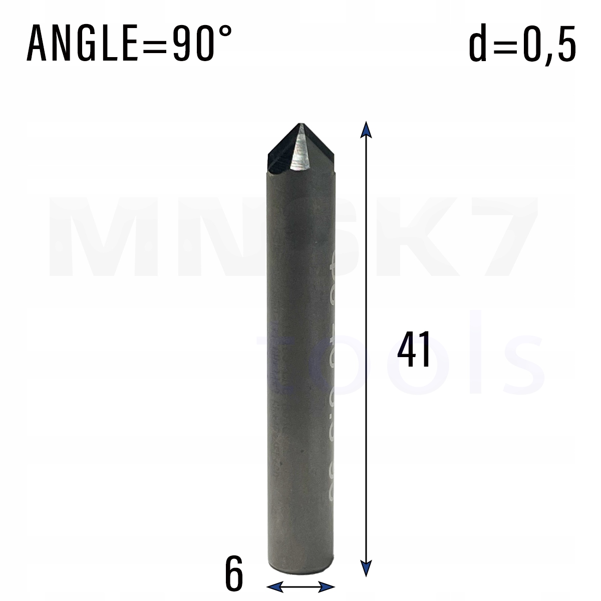 Diamantová fréza Pcd do žuly stopka 6 mm fi 0,5 x 41 90° Cnc