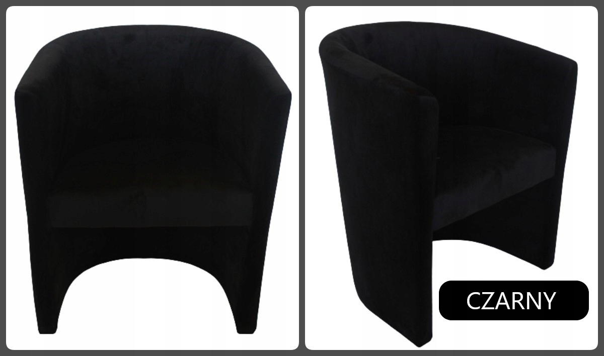 Fotel Klubowy Tomi - Plusz czarny Szerokość siedziska 46 cm